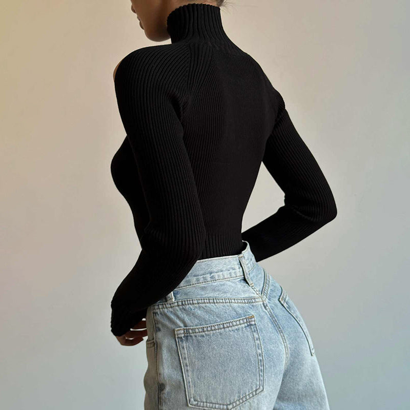 Off Shoulder Long Sleeve Crop Top