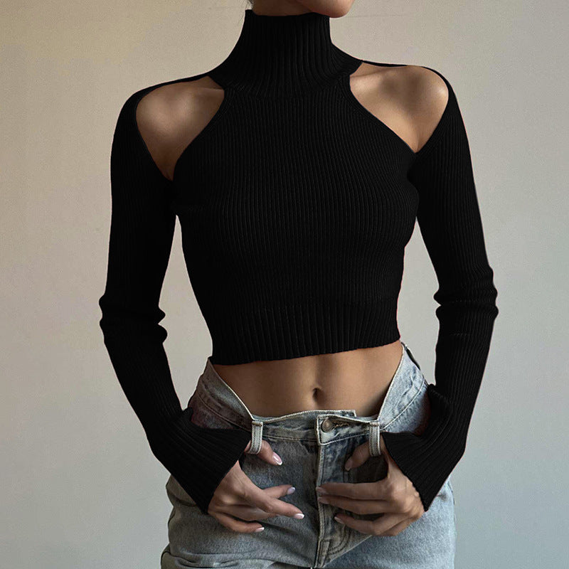 Off Shoulder Long Sleeve Crop Top