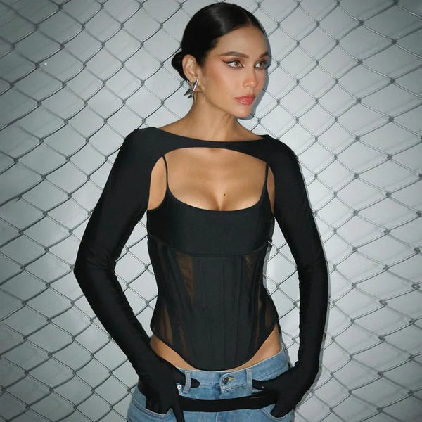 Long Sleeve Corset Top