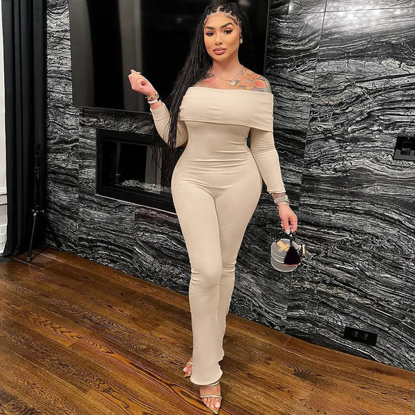 Off Shoulder Long Sleeve Jumpsuit