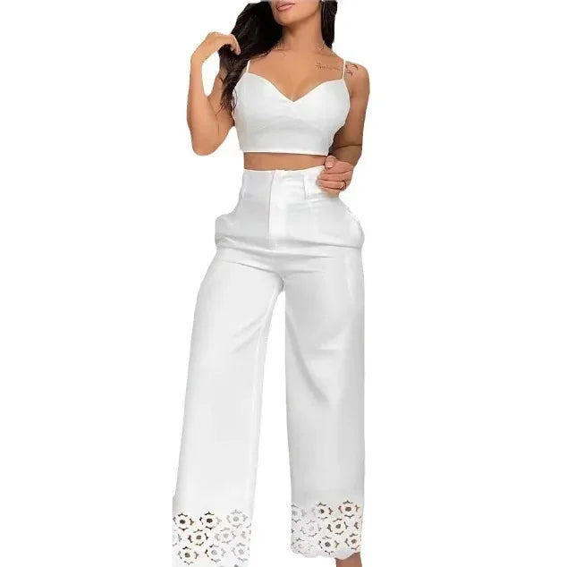 Casual V-Neck Pants Set