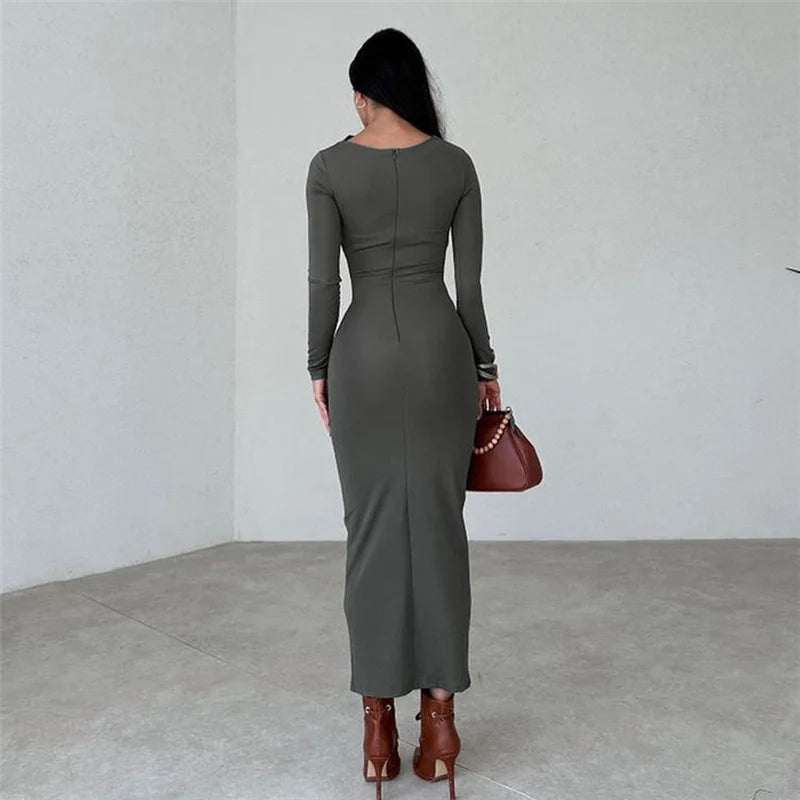 Autumn Elegant Ruched Dress