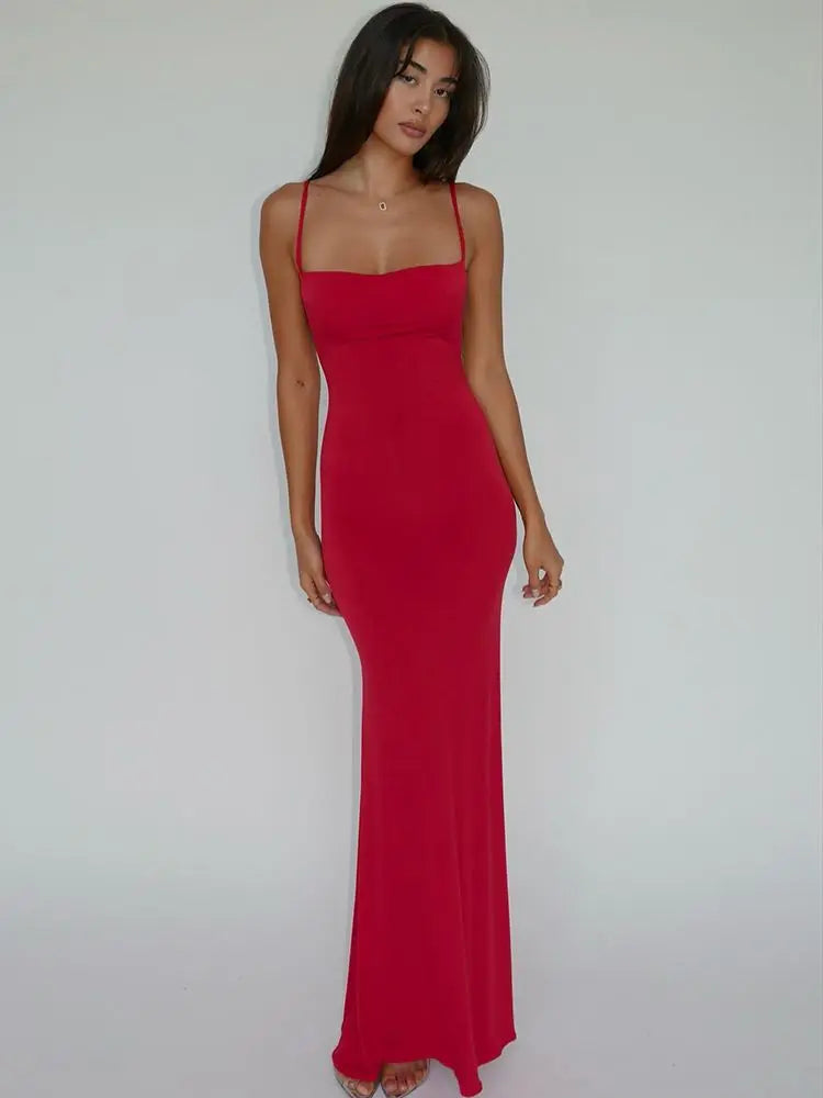 Draped Sexy Backless Slip Maxi Dress