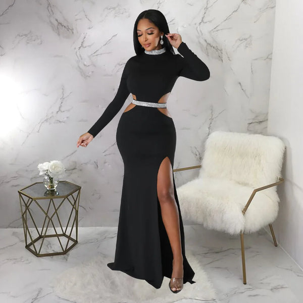 Elegant Bodycon Long Sleeve O Neck Dress