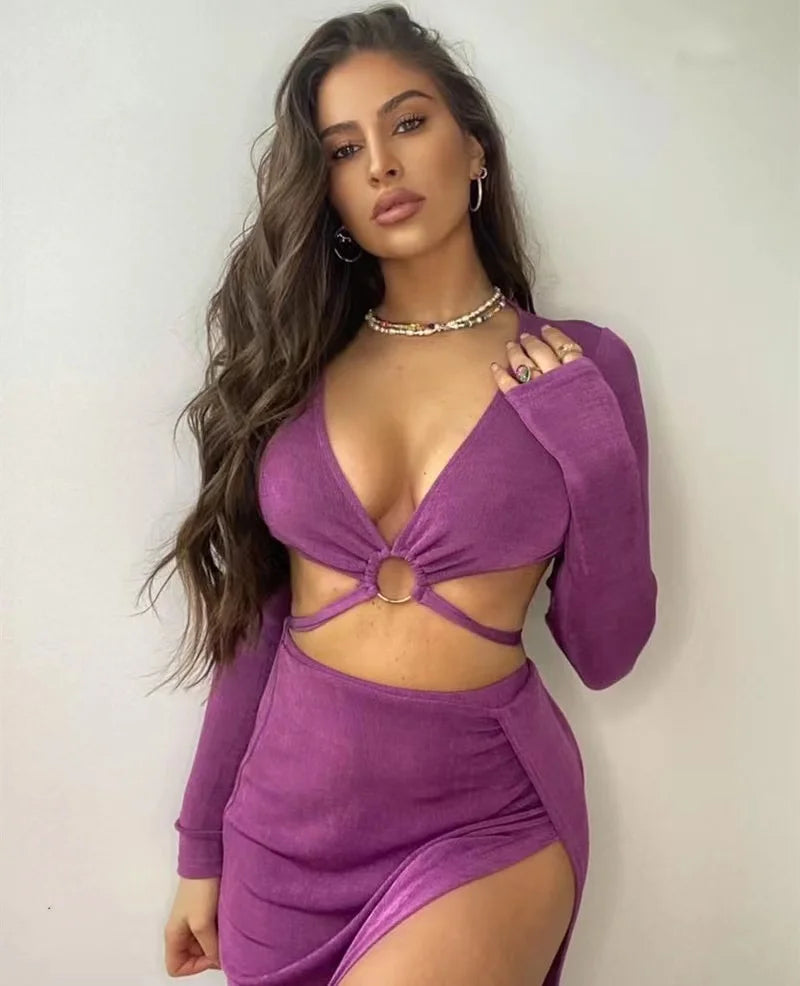 Long Sleeve Bandage Two Piece Set