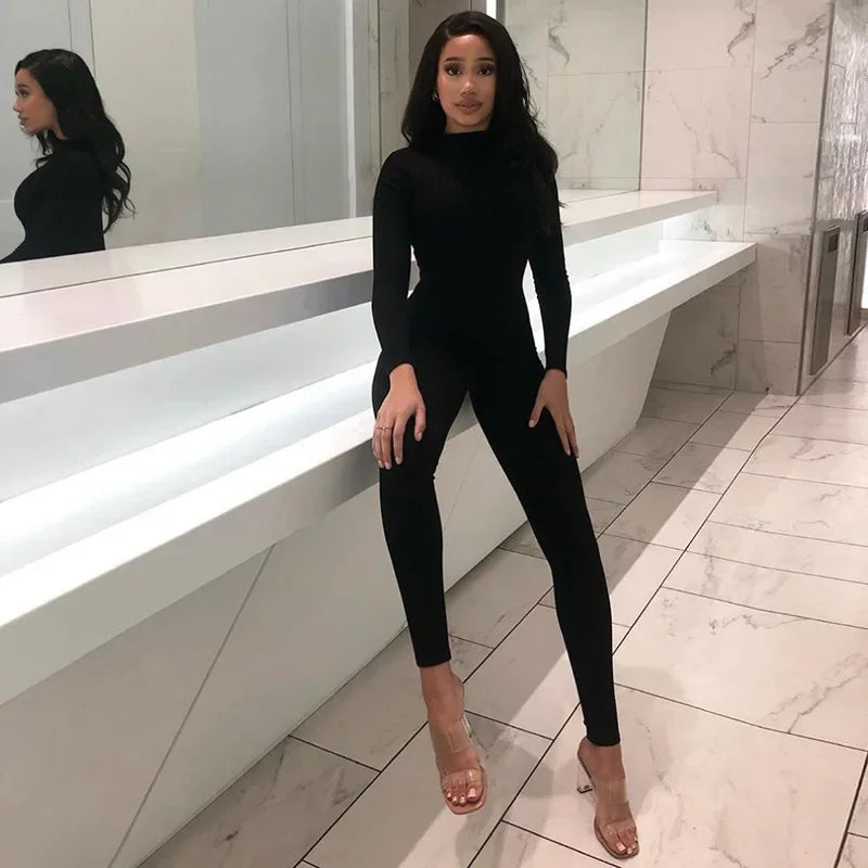 Long Sleeve Solid Jumpsuit